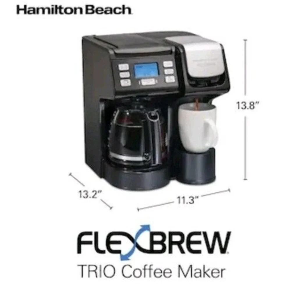 Hamilton Beach FlexBrew Trio 12 Cups Filter Coffee Machine - SingleServe Pod/Gro